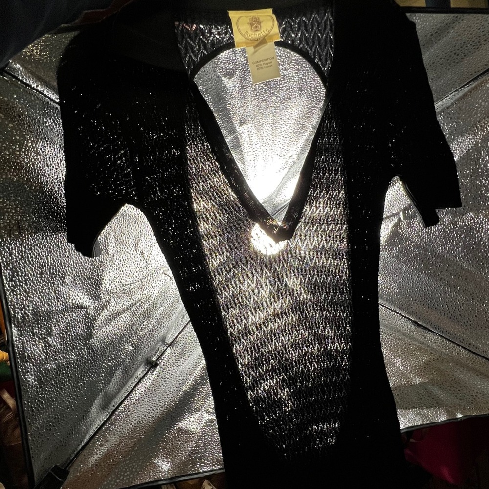 Muche Muchette Open Knit Maxi Dress OS Black Deep V Open Back Dark Fairy Beach